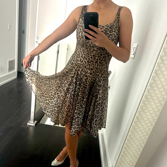 Dolce & Gabbana Brown Silk Printed Cowl Dress. - Picture 1 of 6